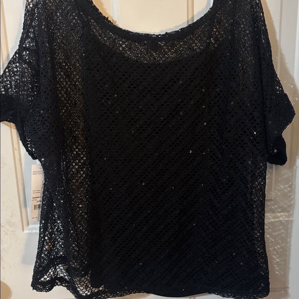 Notations Black Sequin Blouse NWT - image 5